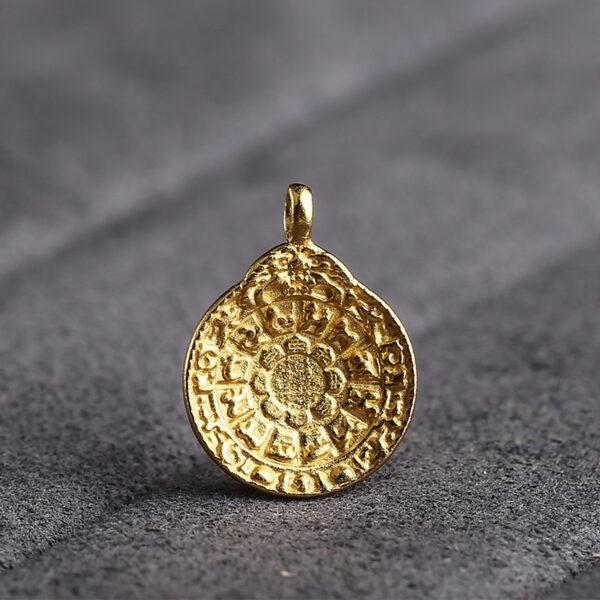 Nine Palaces and Eight Trigrams charm, round charm, amulet charm, s925 sterling silver, golden charm, gild bead - Image 4