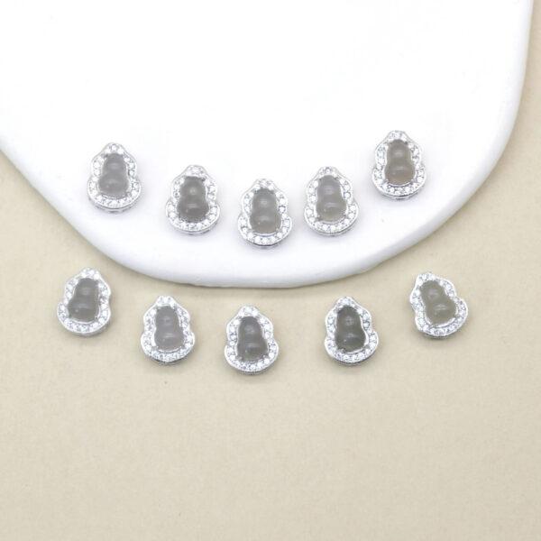 gourd bead, bezel bead, nephrite bead, gray purple bead, sterling silver bead, gild bead, golden bead, 2pcs / 5 pcs - Image 4