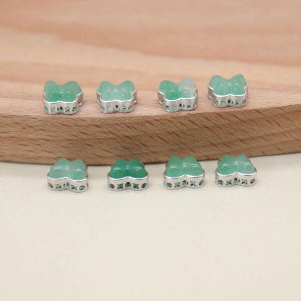 butterfly bead, bezel bead, quartz bead, green bead, sterling silver bead, gild bead, golden bead, 2pcs / 5 pcs - Image 4