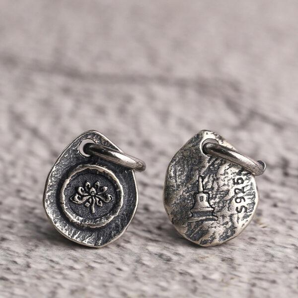 lotus flower charm, oval charm, s925 sterling silver, silver bead, silver charm, oxidized silver bead - Image 4