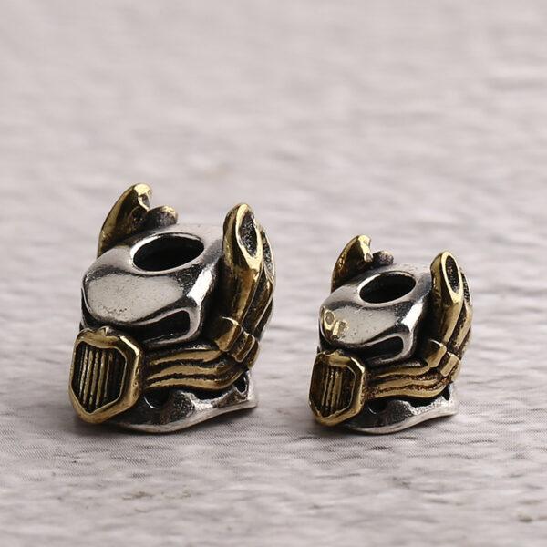 robot head bead, helmet bead, spacer bead, s925 sterling silver, silver bead, oxidized silver bead - Image 4
