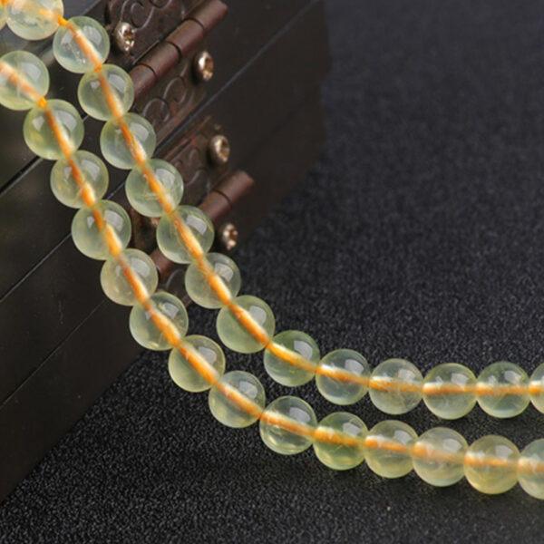 prehnite bead, green bead, yellow bead, round bead, through hole bead - Image 6