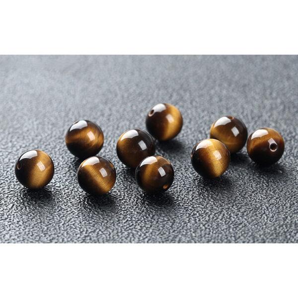 tiger's eye bead, tigerite bead, yellow bead, black bead, round bead, through hole bead - Image 4
