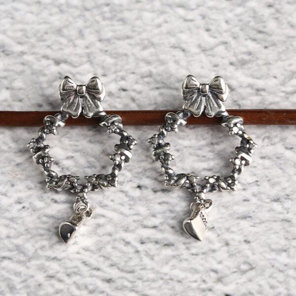 hollow bow charm, bell charm, s925 sterling silver, silver bead, silver charm, oxidized silver bead - Image 4
