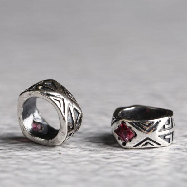 ring bead, geometric pattern bead, jump ring bead, spacer bead, s925 sterling silver, silver bead, oxidized silver bead - Image 4