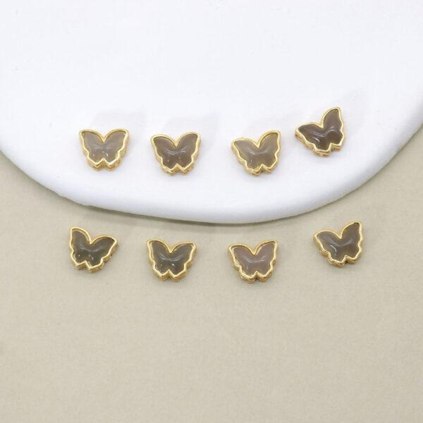 butterfly bead, bezel bead, nephrite bead, gray purple bead, sterling silver bead, gild bead, golden bead, 2pcs / 5 pcs - Image 4