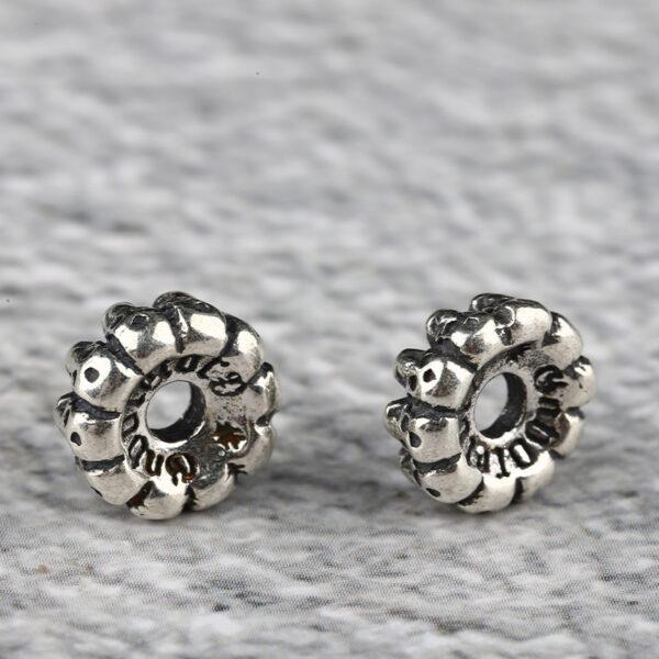 skulls bead, rondelle bead, spacer bead, s925 sterling silver, silver bead, oxidized silver bead - Image 4