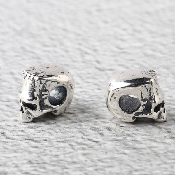 skull bead, spacer bead, s925 sterling silver, silver bead, oxidized silver bead - Image 4