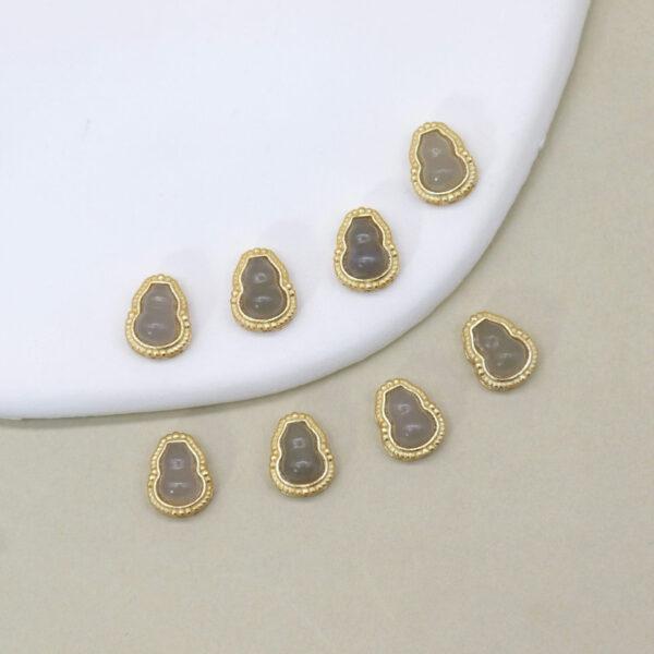 gourd bead, bezel bead, nephrite bead, gray purple bead, sterling silver bead, gild bead, golden bead, 2pcs / 5 pcs - Image 4