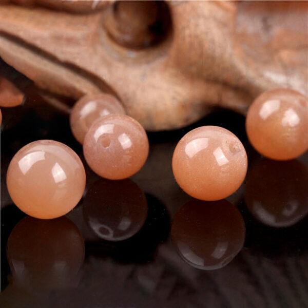 peach moonstone bead, orange moonstone bead, round bead, through hole bead - Image 4