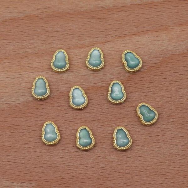 gourd bead, bezel bead, jadeite bead, icy blue bead, sterling silver bead, gild bead, golden bead, 2pcs / 5 pcs - Image 4
