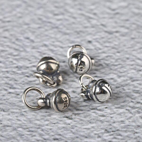 bell charm, s925 sterling silver, silver bead, silver charm, oxidized silver bead - Image 4