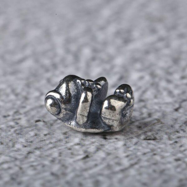 frog bead, cute bead, retro bead, spacer bead, s925 sterling silver, silver bead, oxidized silver bead - Image 4