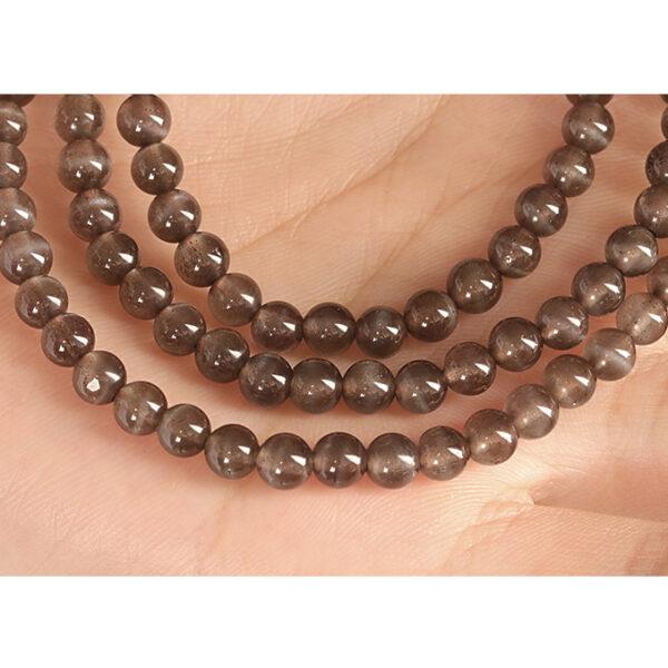 black sunstone bead, round bead, through hole bead - Image 4