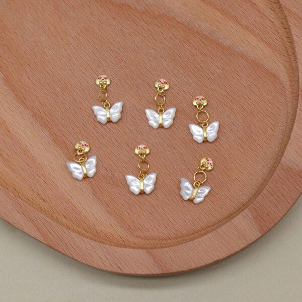 butterfly charm, shell charm, sterling silver charm, gild bead, golden charm, 2pcs / 5 pcs - Image 4