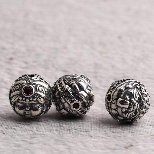 double faces bead, round bead, spacer bead, s925 sterling silver, silver bead, oxidized silver bead - Image 4