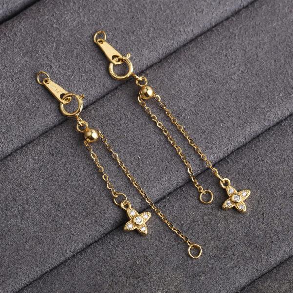 Four-leaf clover chain, Extender Chain, Bracelet Extender, Necklace Extender, s925 sterling silver, silver Extender, golden Chain, gild Extender - Image 4