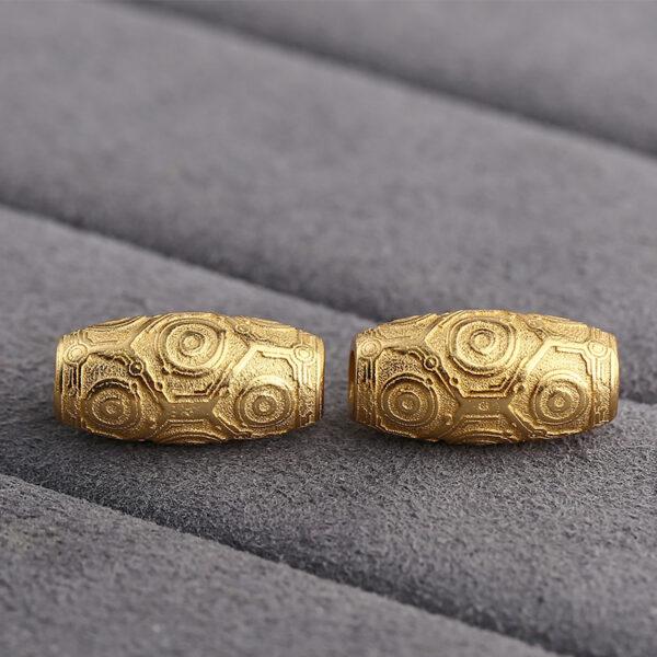dzi bead, oval bead, spacer bead, s925 sterling silver, sterling silver bead, golden bead, gild bead - Image 4