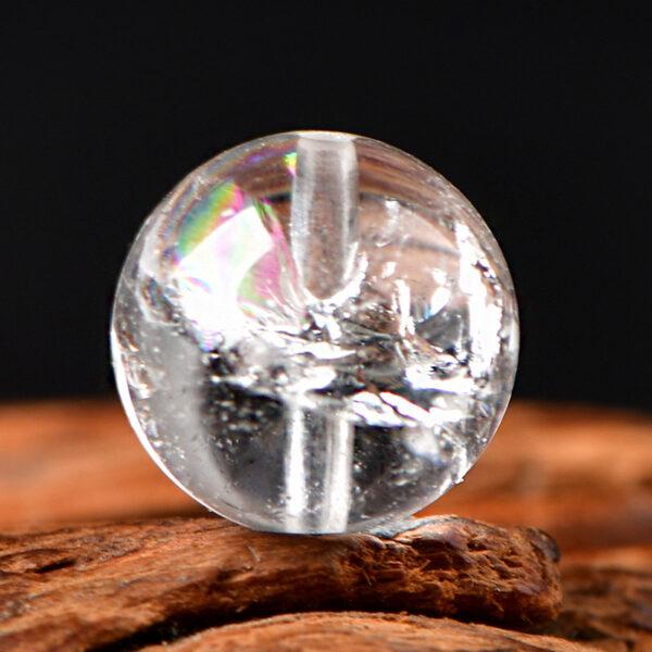 clear quartz bead, inner icy crack bead, round bead, through hole bead, natural bead, genuine bead - Image 4