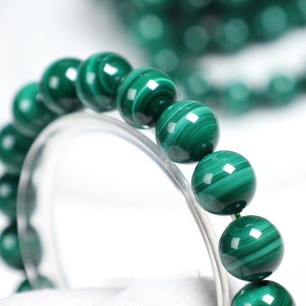 malachite bead, round bead, green bead, stripe bead, through hole bead, best quality bead, natural bead, genuine bead - Image 4