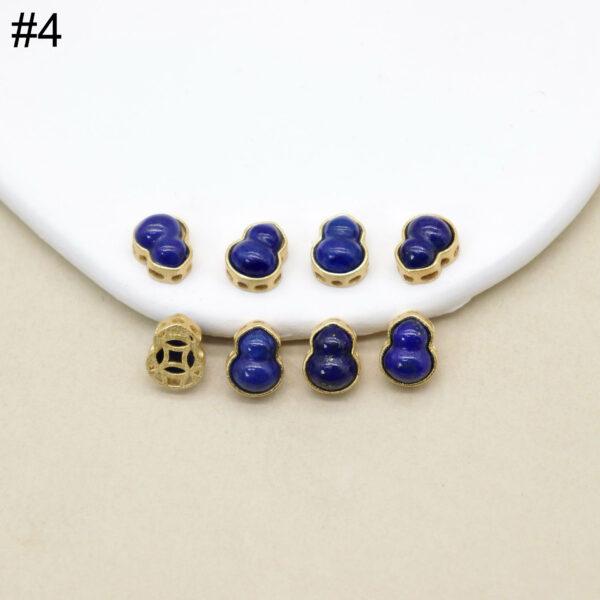 square bead, pixiu bead, bezel bead, lazurite bead, lazurite charm, blue bead, sterling silver bead, gild bead, golden bead, 2pcs / 5 pcs - Image 5