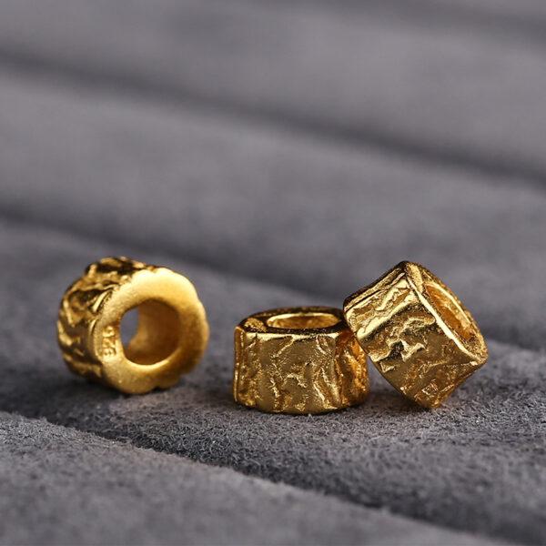 trunk shape bead, spacer bead, s925 sterling silver, sterling silver bead, golden bead, gild bead - Image 5