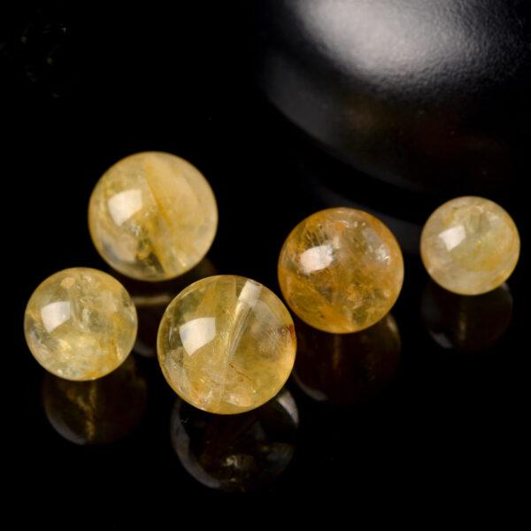 yellow hematite quartz bead, yellow bead, clear bead, round bead, through hole bead, natural bead, genuine bead - Image 5