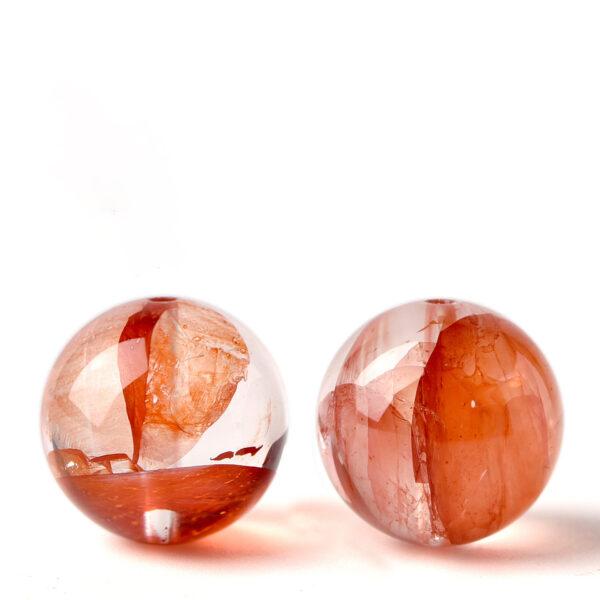 red hematite quartz bead, red bead, clear bead, round bead, through hole bead, natural bead, genuine bead - Image 5