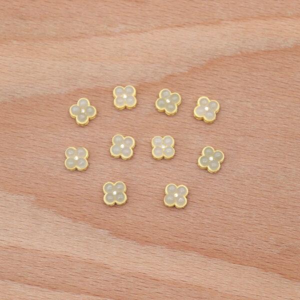 four-leaf clover bead, bezel bead, nephrite bead, sterling silver bead, gild bead, golden bead, 2pcs / 5 pcs - Image 6