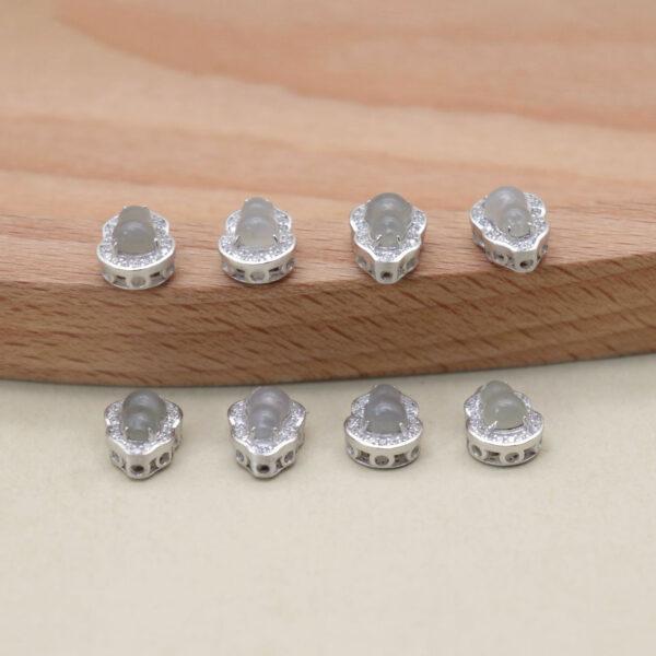 gourd bead, bezel bead, nephrite bead, gray purple bead, sterling silver bead, gild bead, golden bead, 2pcs / 5 pcs - Image 5
