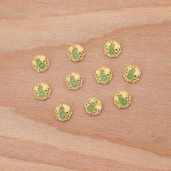 gourd bead, butterfly bead, bezel bead, nephrite bead, green bead, sterling silver bead, gild bead, golden bead, 2pcs / 5 pcs - Image 5