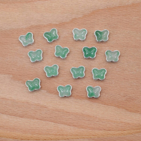 butterfly bead, bezel bead, quartz bead, green bead, sterling silver bead, gild bead, golden bead, 2pcs / 5 pcs - Image 5