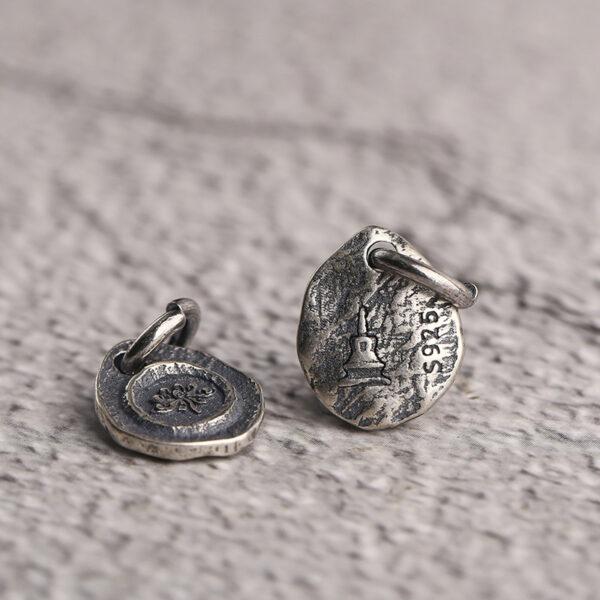 lotus flower charm, oval charm, s925 sterling silver, silver bead, silver charm, oxidized silver bead - Image 5