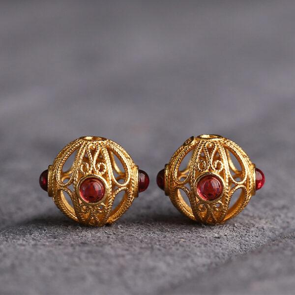 round bead, hollow flower bead, spacer bead, s925 sterling silver, sterling silver bead, golden bead, gild bead - Image 6