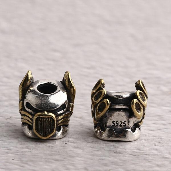 robot head bead, helmet bead, spacer bead, s925 sterling silver, silver bead, oxidized silver bead - Image 3