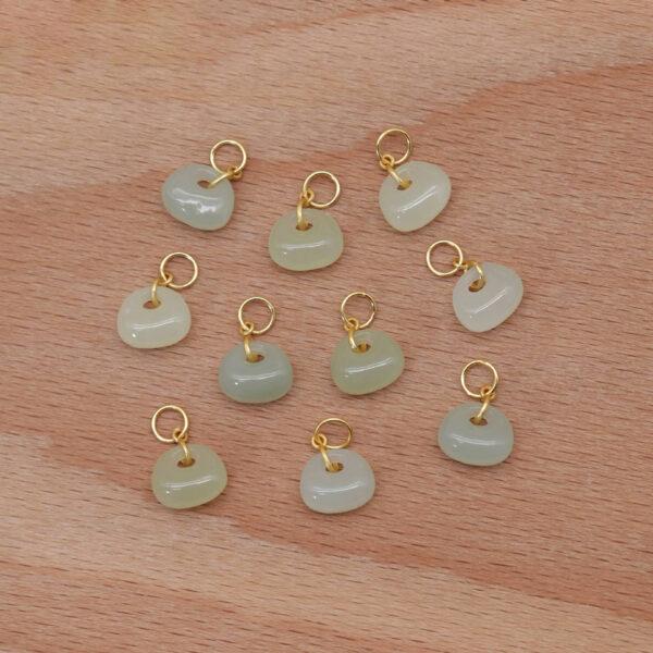 simple oval charm, nephrite charm, white charm, green charm, sterling silver charm, gild bead, golden charm, 2pcs / 5 pcs - Image 5