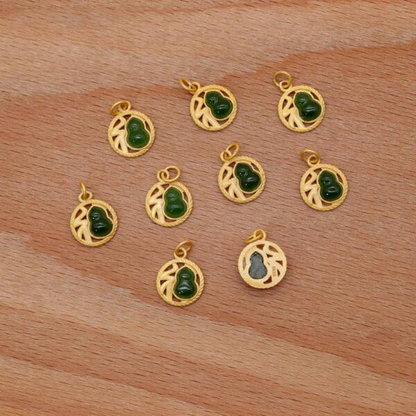 round charm, gourd charm, 福 charm, nephrite charm, green charm, sterling silver charm, gild bead, golden charm, 2pcs / 5 pcs - Image 6
