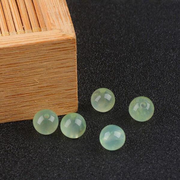 prehnite bead, green bead, yellow bead, round bead, through hole bead - Image 7
