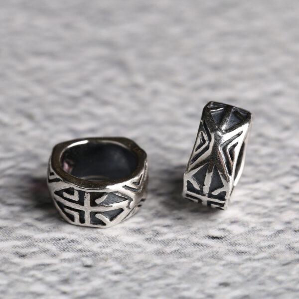 ring bead, geometric pattern bead, jump ring bead, spacer bead, s925 sterling silver, silver bead, oxidized silver bead - Image 5