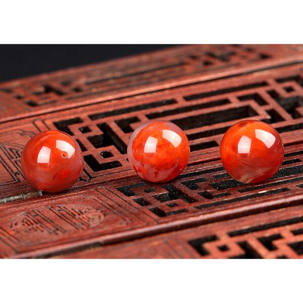red agate bead, red texture bead, liangshan nanhong bead, round bead, through hole bead - Image 5