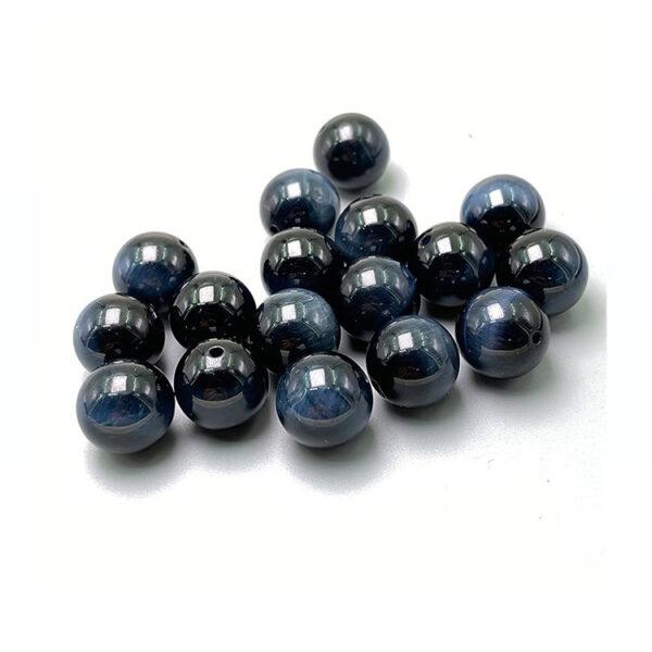 tiger's eye bead, tigerite bead, blue bead, black bead, round bead, through hole bead - Image 5