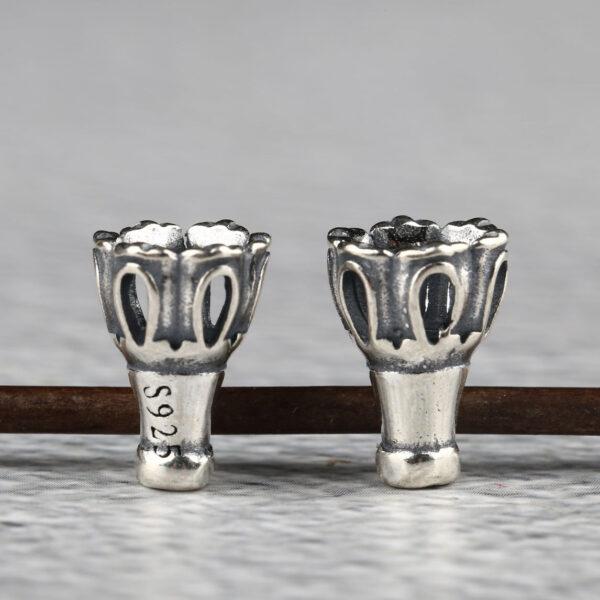 tower bead, lotus flower bead, bead holder, bead caps, spacer bead, s925 sterling silver, silver bead, oxidized silver bead - Image 5