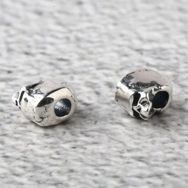skull bead, spacer bead, s925 sterling silver, silver bead, oxidized silver bead - Image 5