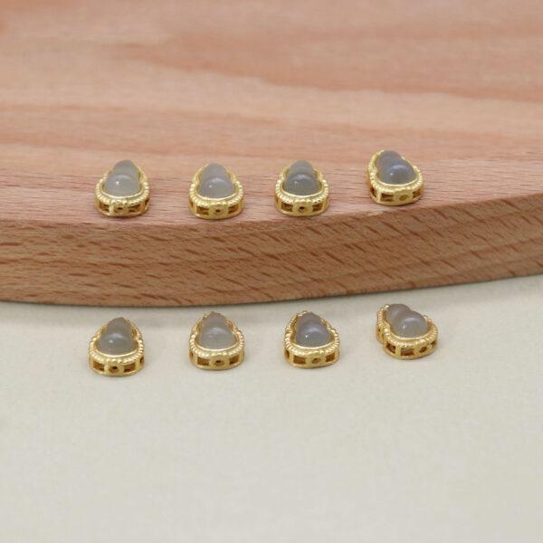 gourd bead, bezel bead, nephrite bead, gray purple bead, sterling silver bead, gild bead, golden bead, 2pcs / 5 pcs - Image 5