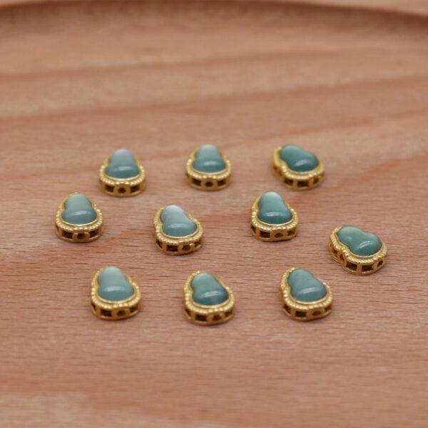 gourd bead, bezel bead, jadeite bead, icy blue bead, sterling silver bead, gild bead, golden bead, 2pcs / 5 pcs - Image 5