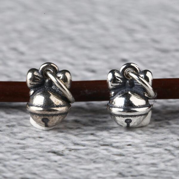 bell charm, s925 sterling silver, silver bead, silver charm, oxidized silver bead - Image 5
