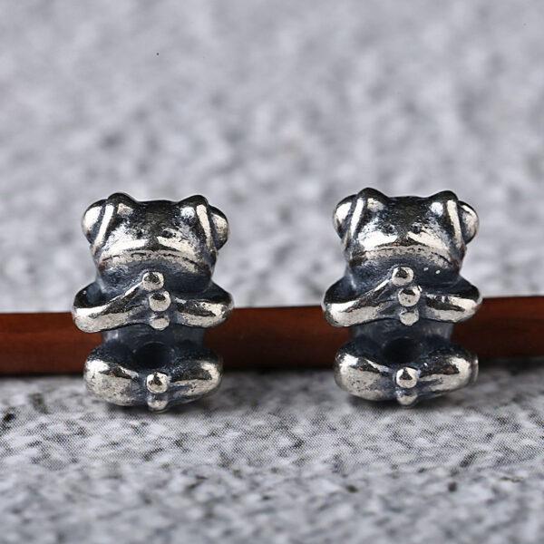 frog bead, cute bead, retro bead, spacer bead, s925 sterling silver, silver bead, oxidized silver bead - Image 5