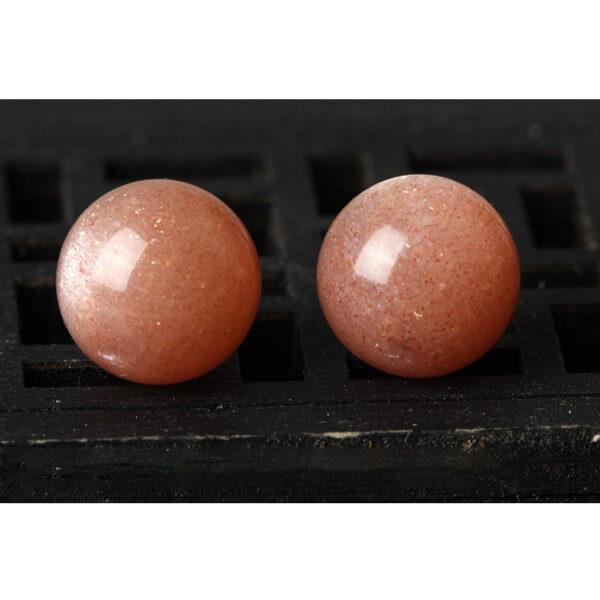 peach moonstone bead, orange moonstone bead, round bead, through hole bead - Image 5