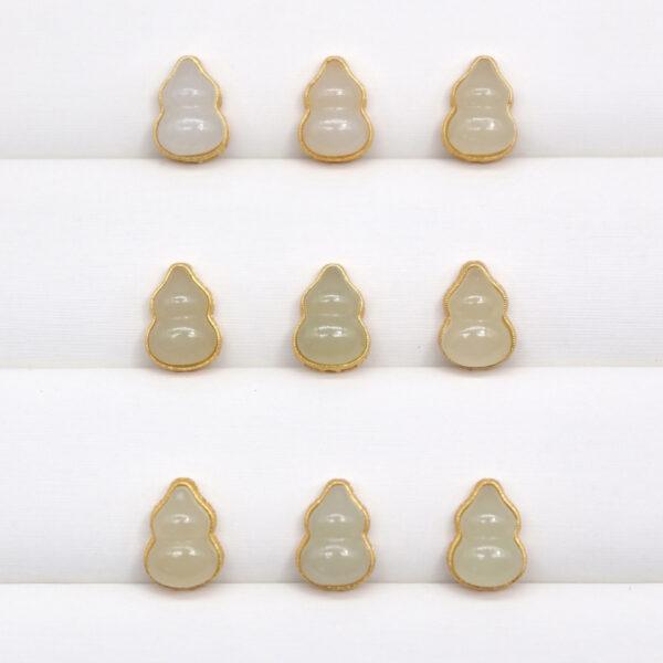 gourd bead, bezel bead, nephrite bead, sterling silver bead, gild bead, golden bead, 2pcs / 5 pcs - Image 5