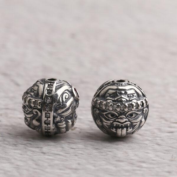 double faces bead, round bead, spacer bead, s925 sterling silver, silver bead, oxidized silver bead - Image 5
